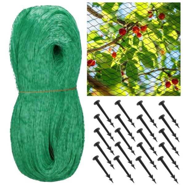 Plasa anti pasari 8x20m din polietilena, cu pini de fixare, verde - Image 16