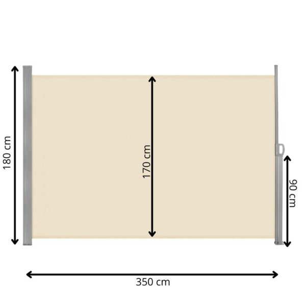 Belátásgátló paraván kertbe, kihúzható, rögzítő rendszerrel együtt, 180x350 cm, bézs - Image 18