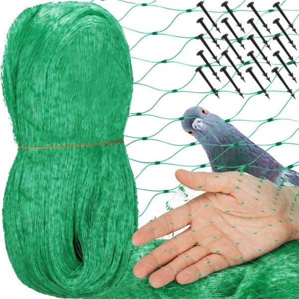 Plasa anti pasari 8x20m din polietilena, cu pini de fixare, verde - Image 17