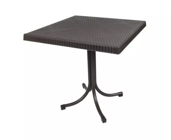 ÚJRACSOMAGOLT TERMÉK: PVC kerti asztal, rattan utánzat, négyzet 80x80x73cm, barna - Image 2