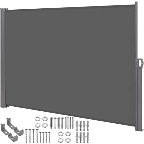 Paravan lateral pentru intimitate, extensibil, sistem fixare inclus, 200x300cm, gri inchis - Image 3