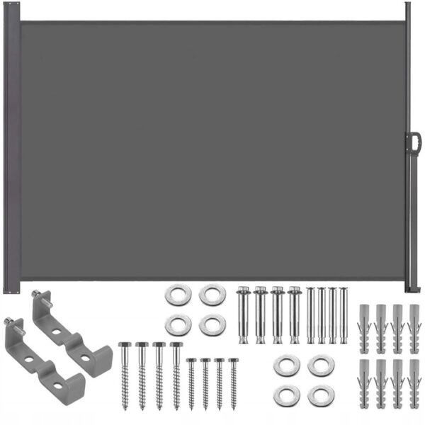 Belátásgátló paraván kertbe, kihúzható, rögzítő rendszerrel, 160x300 cm, sötétszürke - Image 3