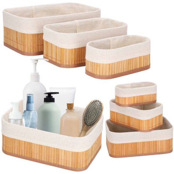 Set 3 cutii organizatoare din bambus, diverse dimensiuni, maro - Image 23