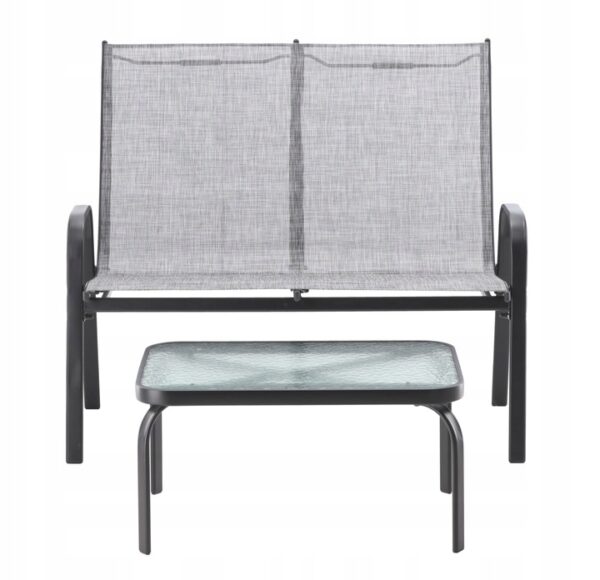 Set mobilier gradina textilene, 2 scaune, 1 canapea si 1 masa, gri deschis - Image 4
