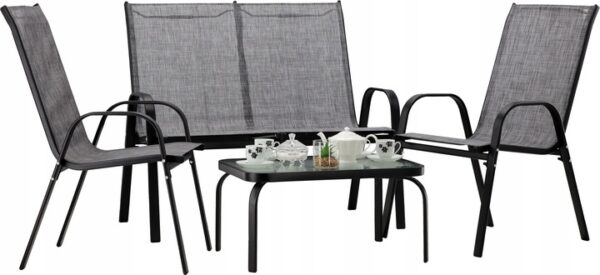 Set mobilier gradina textilene, 2 scaune, 1 canapea si 1 masa, gri deschis - Image 5
