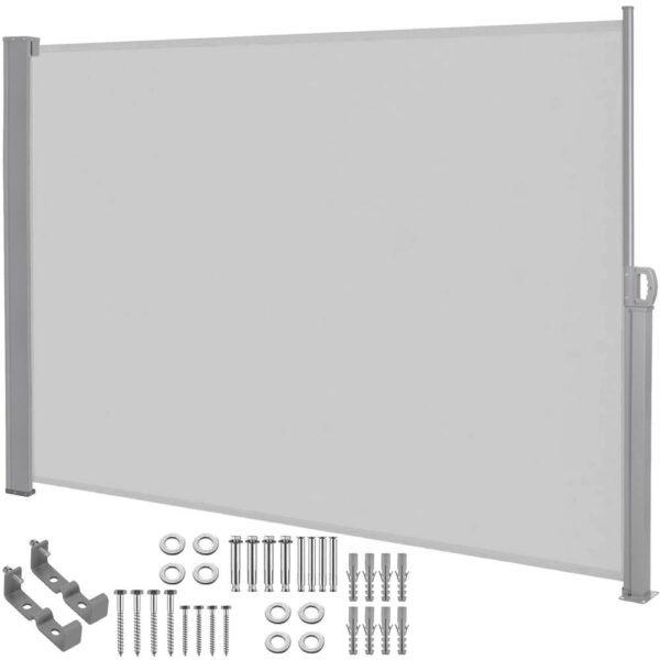 Belátásgátló paraván kertbe, kihúzható, rögzítő rendszerrel együtt, 160x300 cm, világosszürke - Image 5