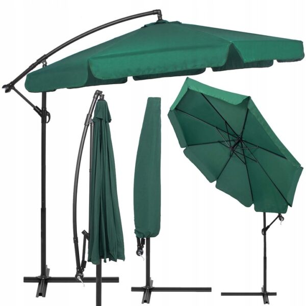 Umbrela de gradina cu brat lateral banana, cu husa, 300cm, verde - Image 5