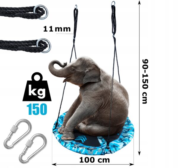 Leagan tip cuib Camuflaj 100cm, inaltime reglabila, 150 kg, Albastru Negru - Image 6