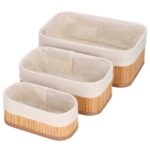 3 darabos bambusz tárolódoboz szett, különböző méretekben, barna