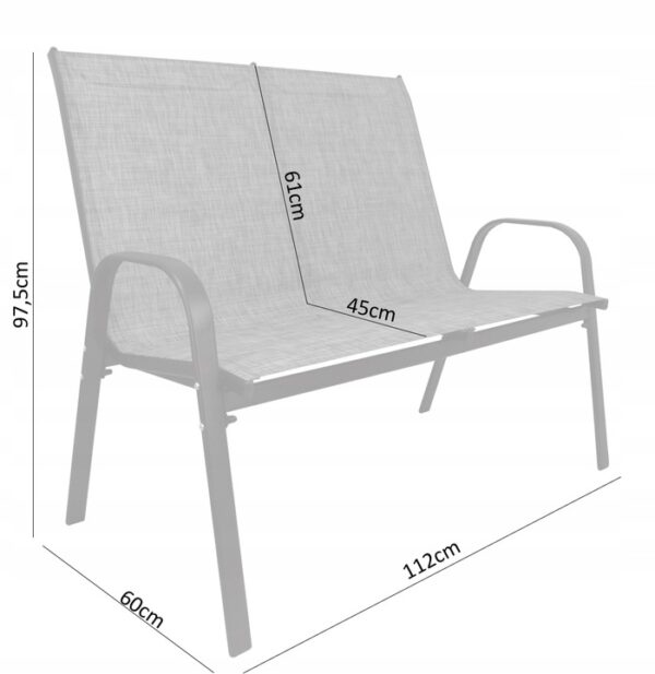 Set mobilier gradina textilene, 2 scaune, 1 canapea si 1 masa, gri deschis - Image 6