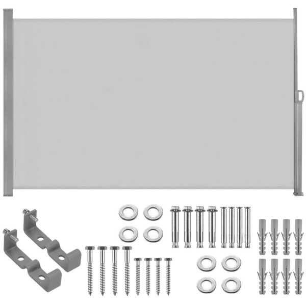 Belátásgátló paraván kertbe, kihúzható, rögzítő rendszerrel együtt, 160x300 cm, világosszürke - Image 6
