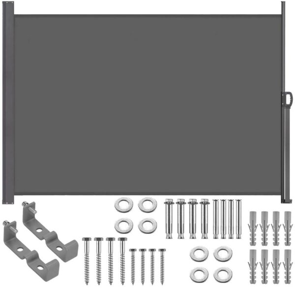 Belátásgátló paraván kertbe, kihúzható, rögzítő rendszerrel, 180x350 cm, sötétszürke - Image 6