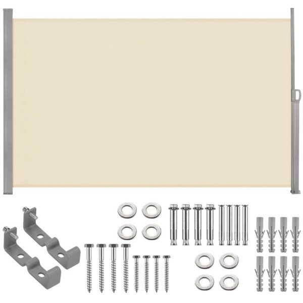 Belátásgátló paraván kertbe, kihúzható, rögzítő rendszerrel együtt, 180x350 cm, bézs - Image 6