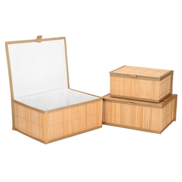 Set 3 cutii organizatoare din bambus, cu capac, diverse dimensiuni, maro - Image 6