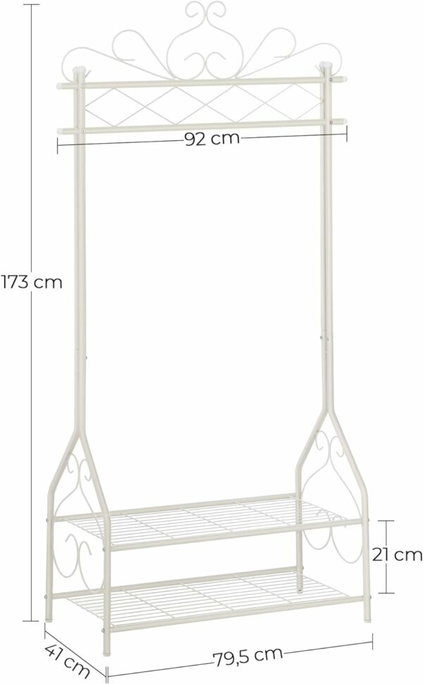 SONGMICS Ruhatartó állvány, 2 polccal, 92x41x173cm, krém - Image 6