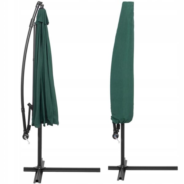 Umbrela de gradina cu brat lateral banana, cu husa, 300cm, verde - Image 7