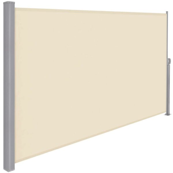 Belátásgátló paraván kertbe, kihúzható, rögzítő rendszerrel együtt, 180x350 cm, bézs - Image 7