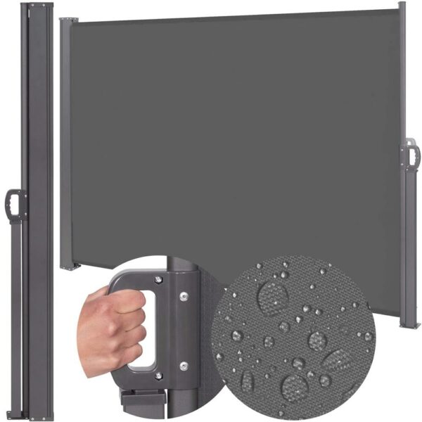 Paravan lateral pentru intimitate, extensibil, sistem fixare inclus, 200x300cm, gri inchis - Image 7