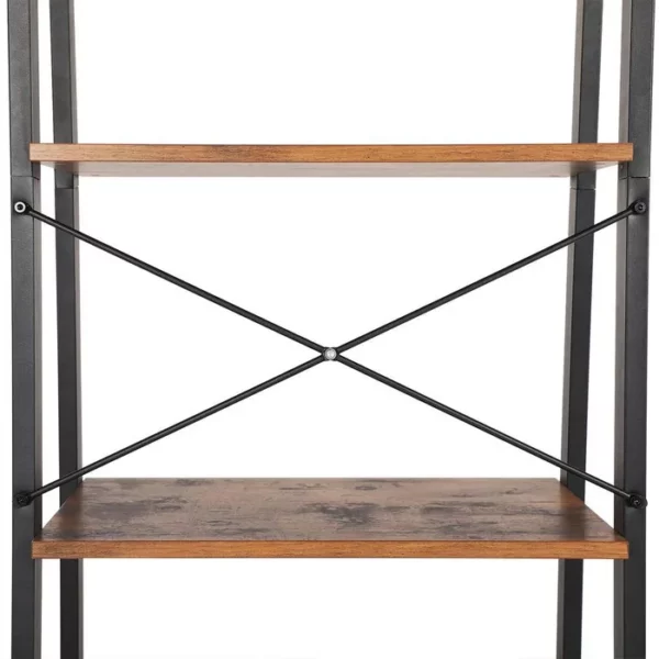 VASAGLE Létra típusú könyvespolc, acél váz 4 MDF polccal, ipari stílusú, 56x34x138cm, rusztikus barna - Image 6