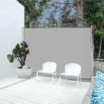 Belátásgátló paraván kertbe, kihúzható, rögzítő rendszerrel együtt, 180x350 cm, világosszürke