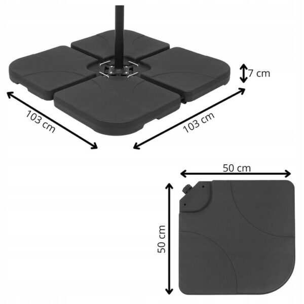 Suport umbrela, 103x103cm, cu 4 elementi, umplere cu apa sau nisip - Image 7