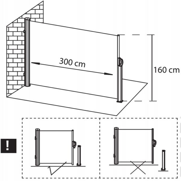 Belátásgátló paraván kertbe, kihúzható, rögzítő rendszerrel, 160x300 cm, sötétszürke - Image 8