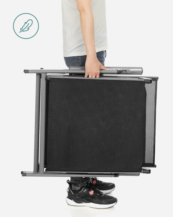 Újrazárva: SONGMICS Összecsukható heverő, vastag matraccal és fejtámlával, állítható háttámlával, maximum 150kg, 183x60x39cm, fekete - Image 11