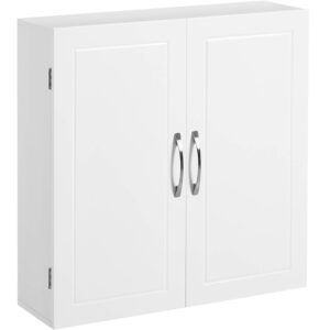 VASAGLE Dulap de baie de perete, cu 2 rafturi reglabile, stil scandinav, 60x18x60cm, alb mat