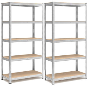 SONGMICS 2 db-os tárolópolc készlet, erősített acél váz, MDF polcok, max 2x875kg, 180x90x40cm, szürke