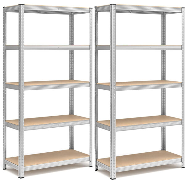SONGMICS 2 db-os tárolópolc készlet, erősített acél váz, MDF polcok, max 2x875kg, 180x90x40cm, szürke
