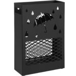 SONGMICS Fém esernyőtartó, akasztókkal és csepptálcával, 28x12x41cm, fekete