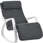 SONGMICS Fa hintaszék, állítható lábtartó, maximum 150kg, 67x115x91cm, szürke és fehér