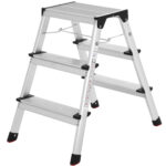 SONGMICS Alumínium dupla létra, többfunkciós, teherbírás 150kg, 3 lépcsővel, 59x44x62cm
