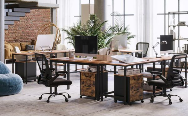VASAGLE Dulap mobil tip rollbox pentru birouri, cu 2 sertare, stil industrial, 41x40x55cm, maro rustic - Image 10