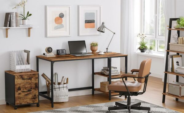 VASAGLE Dulap mobil tip rollbox pentru birouri, cu 2 sertare, stil industrial, 41x40x55cm, maro rustic - Image 11