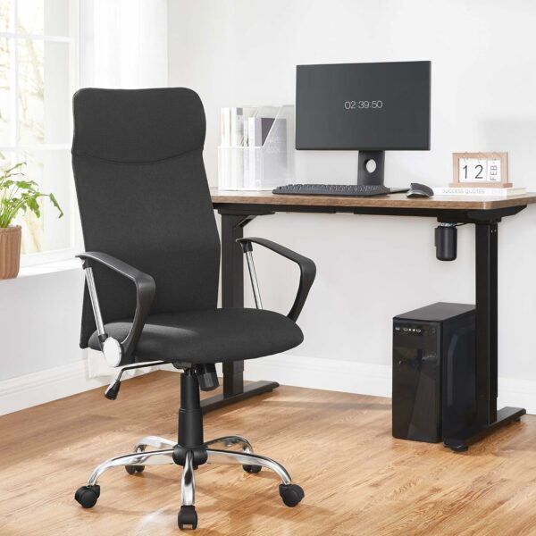 SONGMICS Ergonomikus irodai szék tárgyalóba, forgatható, párnázott, állítható magasságú és összecsukható, fekete - Image 2