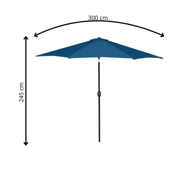 Kerti terasz esernyő, fogantyús és dönthető, átmérője 300 cm, kék - Image 21