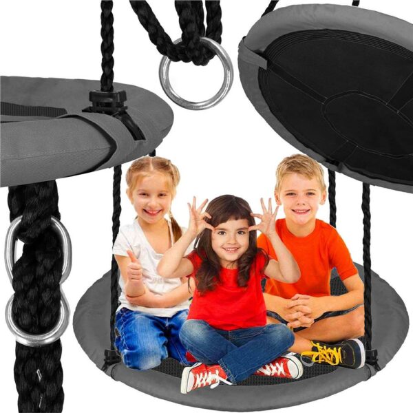 Leagan tip cuib 110cm, inaltime reglabila, 150 kg, Gri - Image 3