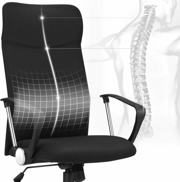 SONGMICS Ergonomikus irodai szék tárgyalóba, forgatható, párnázott, állítható magasságú és összecsukható, fekete - Image 3