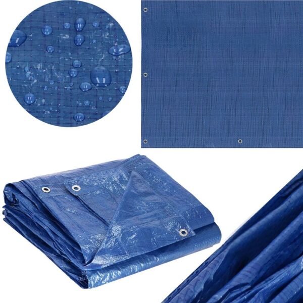 Laminált vízálló polietilén ponyva, 60g/m2, 8x10m, kék - Image 6