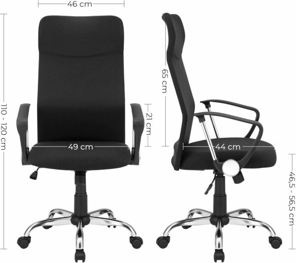 SONGMICS Ergonomikus irodai szék tárgyalóba, forgatható, párnázott, állítható magasságú és összecsukható, fekete - Image 7
