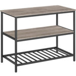 VASAGLE Konyhai szigetpolc, 3 szintes acélvázas, ipari stílusú, 60x120x90cm, tölgy szürke