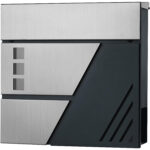 SONGMICS Kültéri postaláda, kerítéshez vagy falhoz, acél és rozsdamentes acél, 37x11x37cm, ezüst és fekete