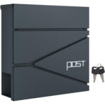 SONGMICS Kültéri postaláda kerítésre vagy falra, acélból, zárral, 37x11x37 cm, antracitszürke