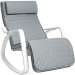 SONGMICS Fa hintaszék, állítható lábtartó, maximum 150kg, 67x122x84cm, világosszürke