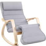 SONGMICS Fa hintaszék, állítható lábtartó, maximum 150kg, 67x125x91cm, szürke