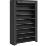 SONGMICS Cipőtartó 9 szintes, akár 50 pár cipő, textil, 88x28x160cm, fekete