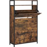 VASAGLE Dulap pantofi din MDF cu ​​3 usi basculante, pentru 15-24 perechi, 80x30x130cm, maro rustic