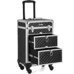 SONGMICS Kozmetikai tok kerekekkel, profi, zárható, 24x34x56cm, fekete