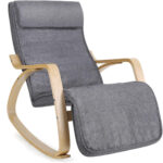 SONGMICS Fa hintaszék, állítható lábtámasz, maximum 150kg, 55x122x84cm, sötétszürke